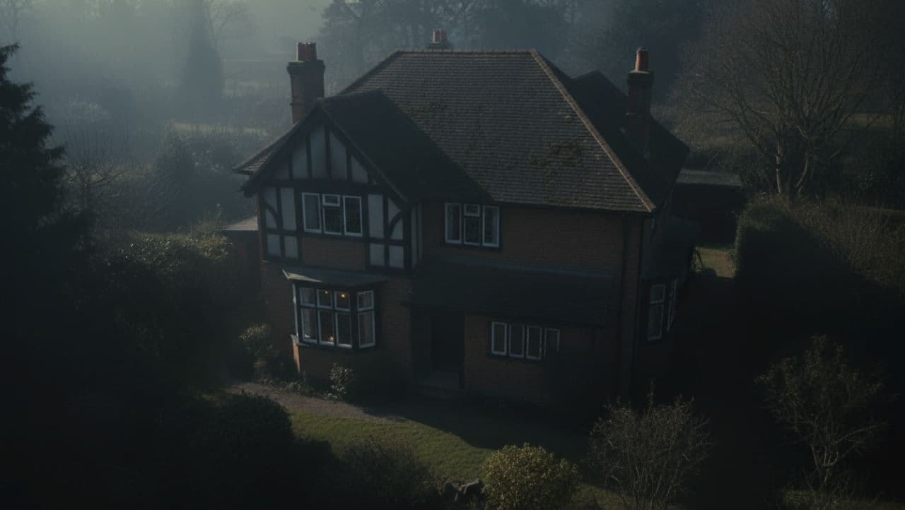 Modern workspace with computer showing AI artwork and floating UI elements.